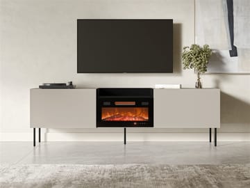 Clarinor Tv-bänk 200 cm Eldstad med värmefunktion - Beige|svart - Möbler - TV- & Mediamöbler - TV bänk & mediabänk