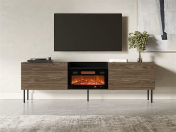 Clarinor Tv-bänk 200 cm Eldstad med värmefunktion - Brun|svart - Möbler - TV- & Mediamöbler - TV bänk & mediabänk