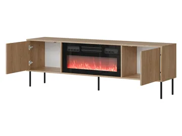 Claven Golvstående Tv Bänk 183 cm med Förvaring i Mörkt Trä - Beige - Möbler - TV- & Mediamöbler - TV bänk & mediabänk