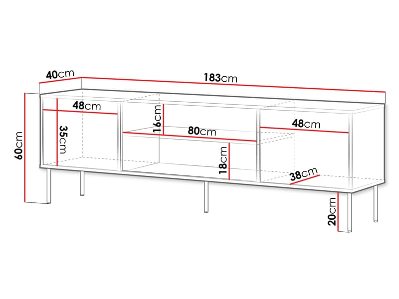 Claven Tv-bänk 183 cm - brun - Möbler - TV- & Mediamöbler - TV bänk & mediabänk