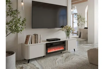 Clement Golvstående TV Bänk 200 cm med Förvaring i Målat Trä - Beige - Möbler - TV- & Mediamöbler - TV bänk & mediabänk