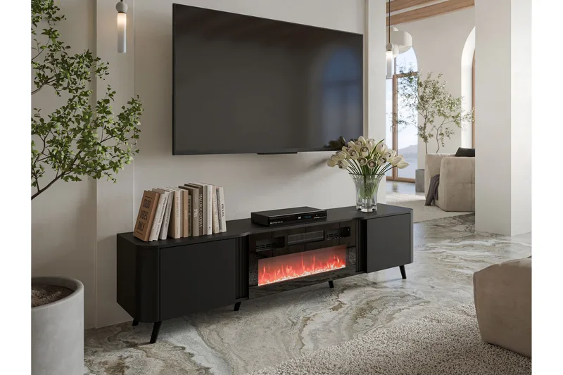 Clement Tv-bänk 200 cm - Svart - Möbler - TV- & Mediamöbler - TV bänk & mediabänk