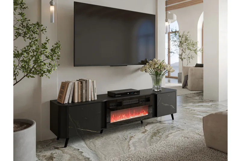 Clement Tv-bänk 200 cm - Svart - Möbler - TV- & Mediamöbler - TV bänk & mediabänk