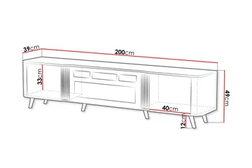 Clement Tv-bänk 200 cm - Svart/Brun - Möbler - TV- & Mediamöbler - TV bänk & mediabänk