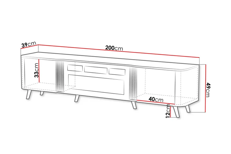 Clement Tv-bänk 200 cm - Svart/Brun - Möbler - TV- & Mediamöbler - TV bänk & mediabänk