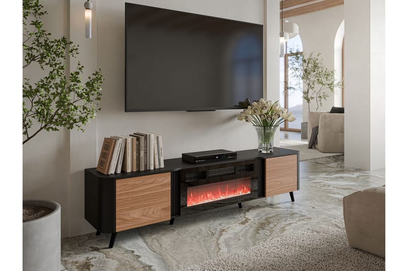 Clement Tv-bänk 200 cm - Svart/Brun - Möbler - TV- & Mediamöbler - TV bänk & mediabänk