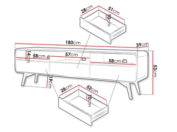Corvan Golvstående Tv-bänk 180 cm med Förvaring i Valnöt - Brun - Möbler - TV- & Mediamöbler - TV bänk & mediabänk