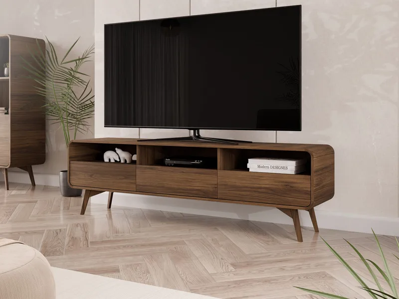 Corvan Golvstående Tv-bänk 180 cm med Förvaring i Valnöt - Brun - Möbler - TV- & Mediamöbler - TV bänk & mediabänk