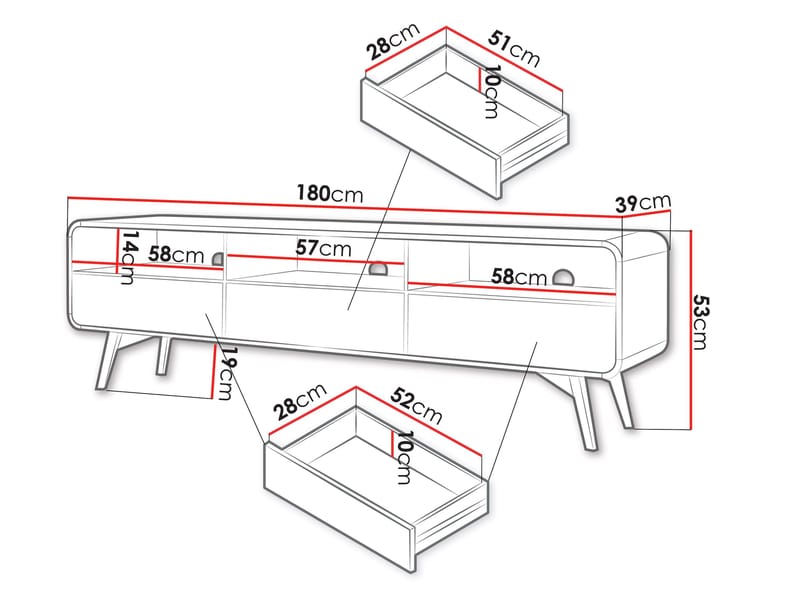 Corvan Tv-Bänk 180 cm - Möbler - TV- & Mediamöbler - TV-skåp