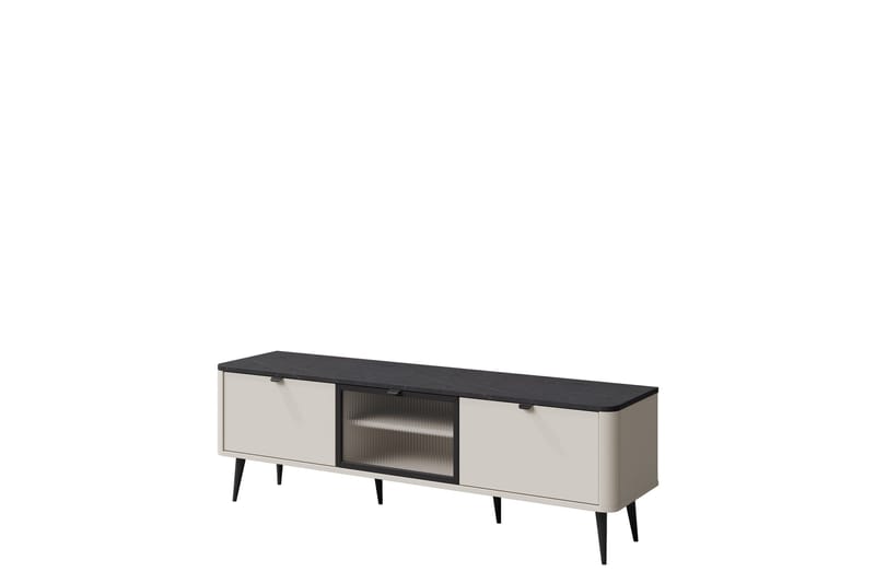 Cucina Golvstående TV Bänk 160x40 cm med Förvaring i Mörkt Trä, Beige|Grå