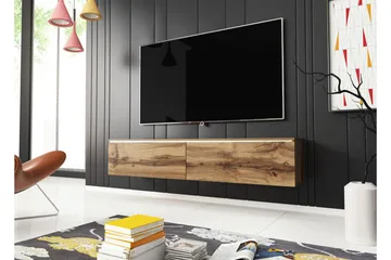 Cuguen TV-bänk 140 cm LED-belysning - Trä/Natur|Vit LED - Möbler - TV- & Mediamöbler - TV bänk & mediabänk