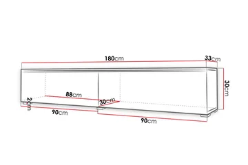 Cuguen TV-bänk 180 cm LED-belysning - Trä/Natur|Vit|Vit LED - Möbler - TV- & Mediamöbler - TV bänk & mediabänk