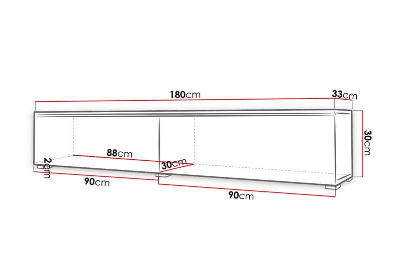 Cuguen TV-bänk 180 cm LED-belysning - Trä/Natur|Vit|Vit LED - Möbler - TV- & Mediamöbler - TV bänk & mediabänk