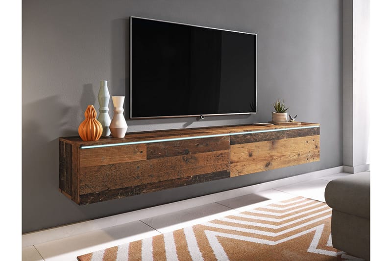 Cuguen Tv-skåp 180 cm Vit LED - Natur - Möbler - TV- & Mediamöbler - TV bänk & mediabänk