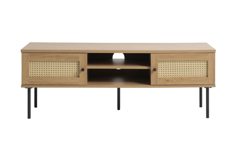 Cyndy Golvstående TV Bänk 120 cm med Förvaring i Ljust Trä - Beige - Möbler - TV- & Mediamöbler - TV bänk & mediabänk