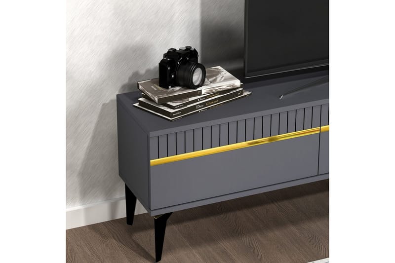 Defneia Tv-bänk 180 cm - Guld/Antracit - Möbler - TV- & Mediamöbler - TV bänk & mediabänk