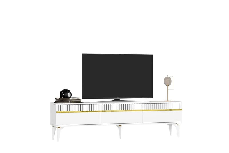 Defneia Tv-bänk 180 cm - Guld/Vit - Möbler - TV- & Mediamöbler - TV bänk & mediabänk