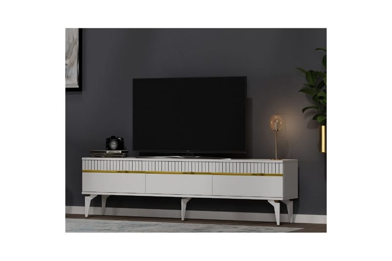 Defneia Tv-bänk 180 cm - Guld/Vit - Möbler - TV- & Mediamöbler - TV bänk & mediabänk