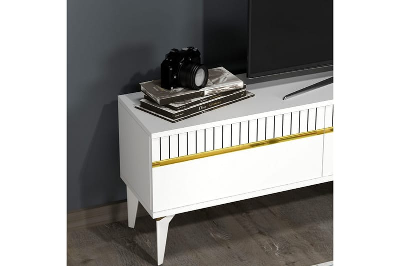 Defneia Tv-bänk 180 cm - Guld/Vit - Möbler - TV- & Mediamöbler - TV bänk & mediabänk