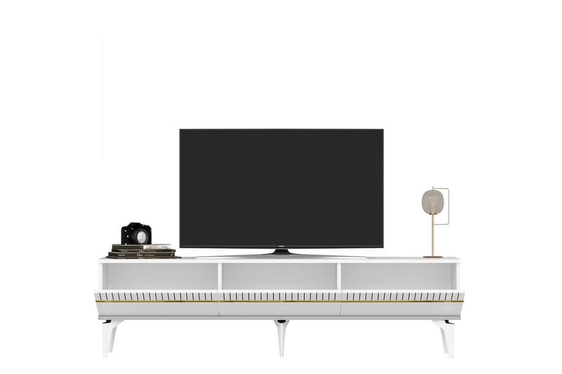 Defneia Tv-bänk 180 cm - Guld/Vit - Möbler - TV- & Mediamöbler - TV bänk & mediabänk