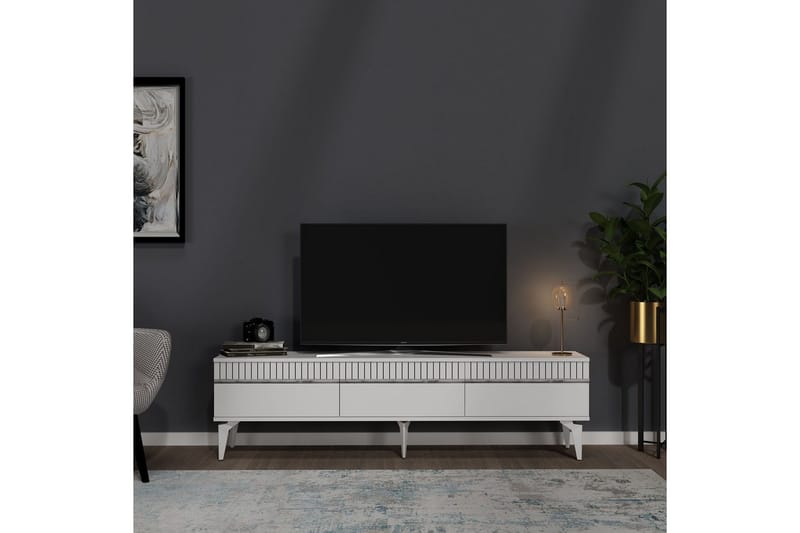 Defneia Tv-bänk 180 cm - Vit/Silver - Möbler - TV- & Mediamöbler - TV bänk & mediabänk