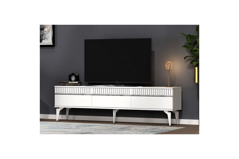 Defneia Tv-bänk 180 cm - Vit/Silver - Möbler - TV- & Mediamöbler - TV bänk & mediabänk