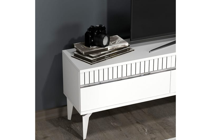 Defneia Tv-bänk 180 cm - Vit/Silver - Möbler - TV- & Mediamöbler - TV bänk & mediabänk