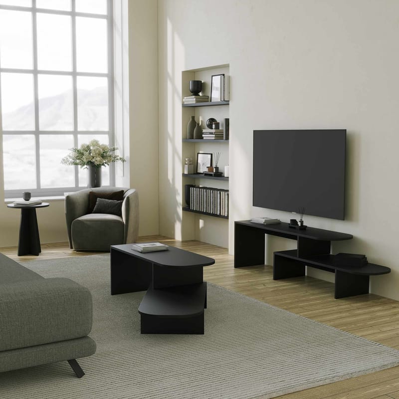 Deliones Tv-bänk 130 cm - Svart - Möbler - TV- & Mediamöbler - TV bänk & mediabänk