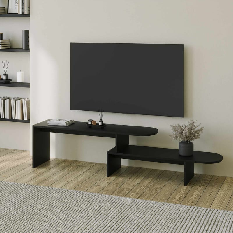 Deliones Tv-bänk 130 cm - Svart - Möbler - TV- & Mediamöbler - TV bänk & mediabänk