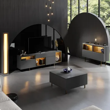 Denvar TV-bänk 180x55x32 cm - antracit och guld - Möbler - TV- & Mediamöbler - TV bänk & mediabänk