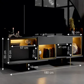 Denvar TV-bänk 180x55x32 cm - antracit och guld - Möbler - TV- & Mediamöbler - TV bänk & mediabänk