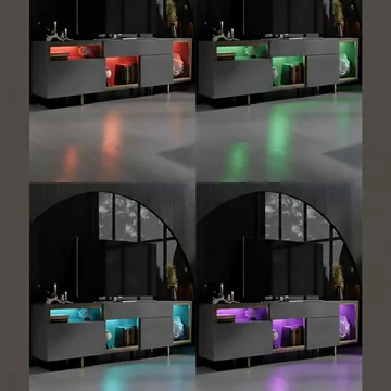 Denvar TV-bänk 180x55x32 cm - Antracit/Guld - Möbler - TV- & Mediamöbler - TV bänk & mediabänk
