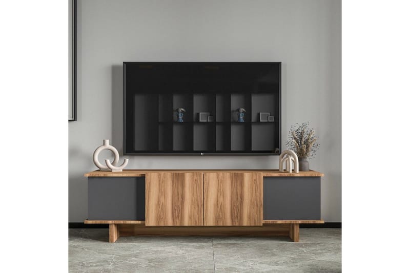 Diannare Tv-bänk 180 cm - Mediumfärgat trä/Antracit - Möbler - TV- & Mediamöbler - TV bänk & mediabänk