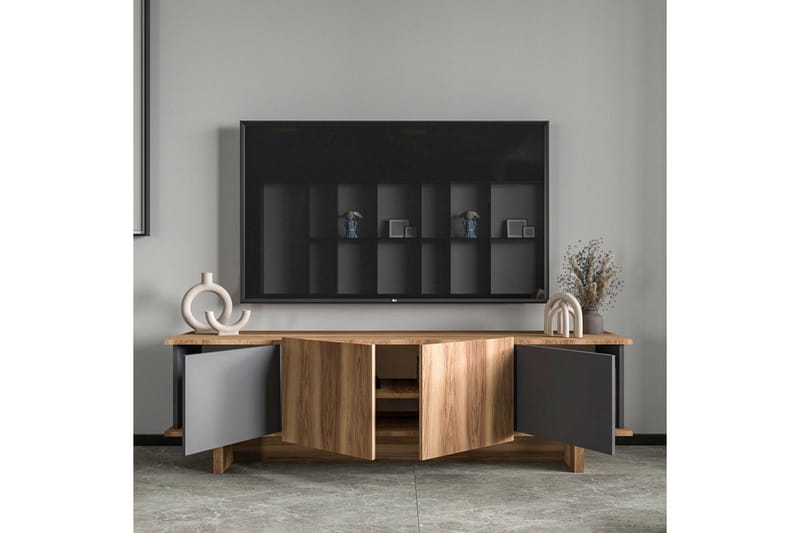Diannare Tv-bänk 180 cm - Mediumfärgat trä/Antracit - Möbler - TV- & Mediamöbler - TV bänk & mediabänk