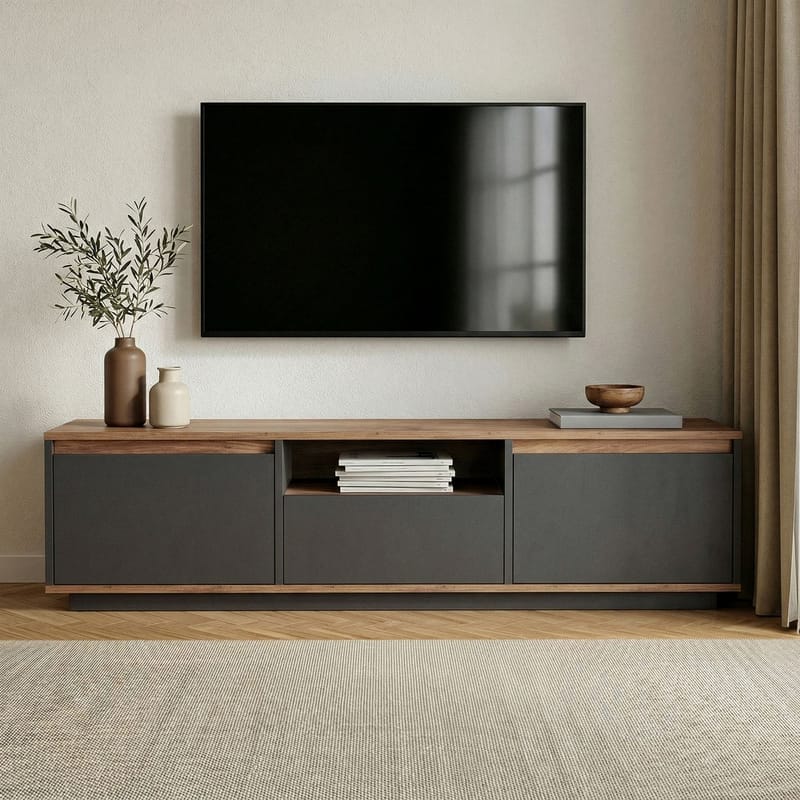 Domar Tv-bänk 160 cm - Antracit, Atlantic pine - Möbler - TV- & Mediamöbler - TV bänk & mediabänk