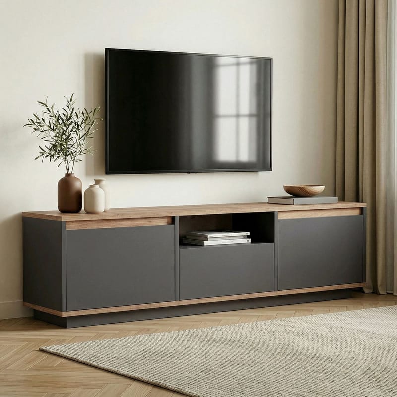 Domar Tv-bänk 160 cm - Antracit, Atlantic pine - Möbler - TV- & Mediamöbler - TV bänk & mediabänk