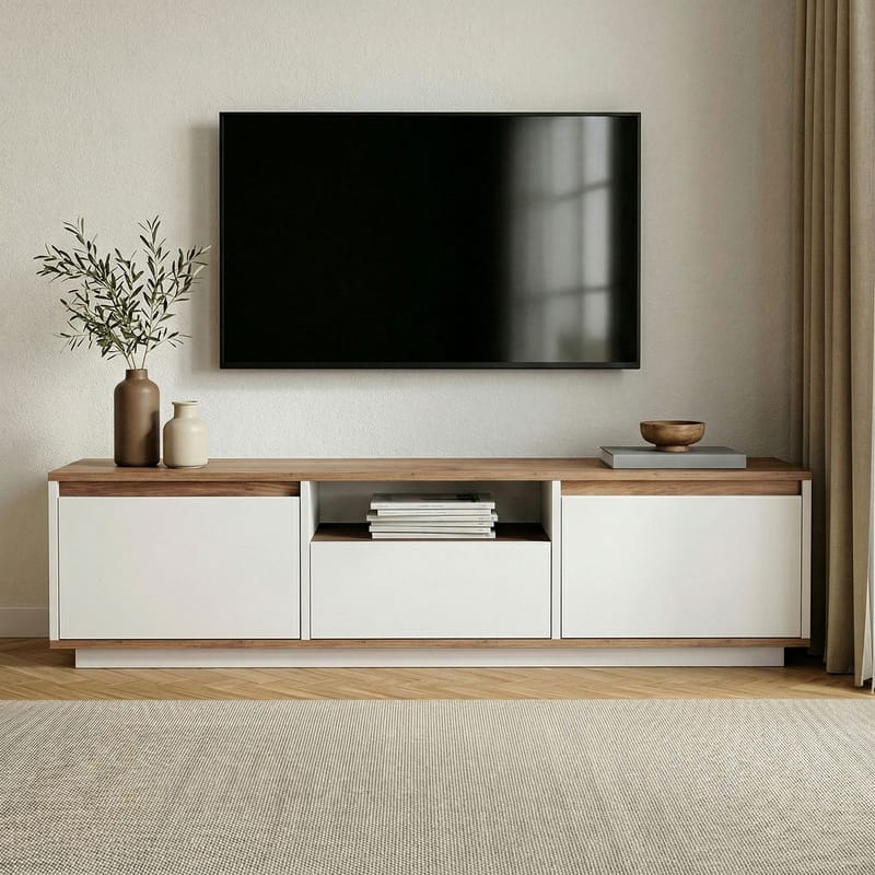 Domar Tv-bänk 160 cm - Atlantic pine, vit - Möbler - TV- & Mediamöbler - TV bänk & mediabänk