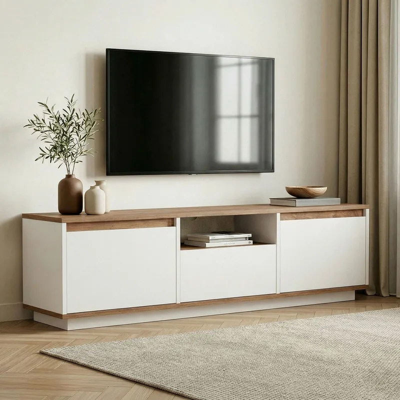 Domar Tv-bänk 160 cm - Atlantic pine, vit - Möbler - TV- & Mediamöbler - TV bänk & mediabänk