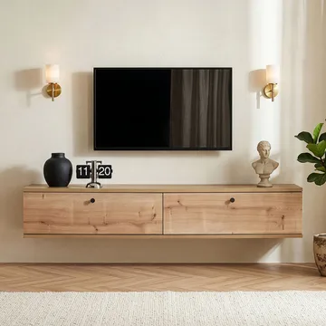 Dovren TV-bänk 140x25x25 cm - Sapphire Oak - Möbler - TV- & Mediamöbler - TV-hylla