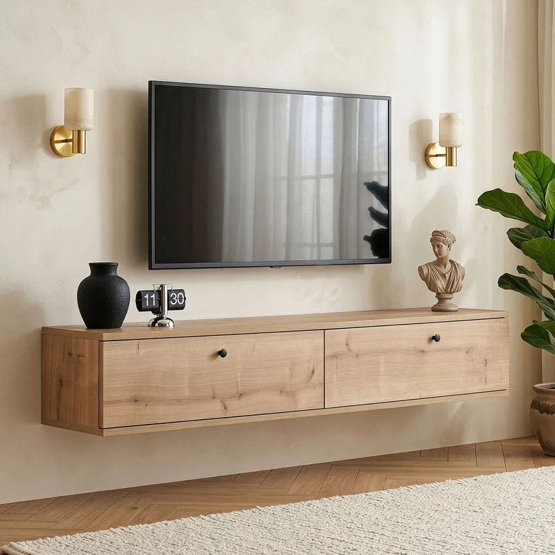Dovren TV-bänk 140x25x25 cm - Sapphire Oak - Möbler - TV- & Mediamöbler - TV-hylla