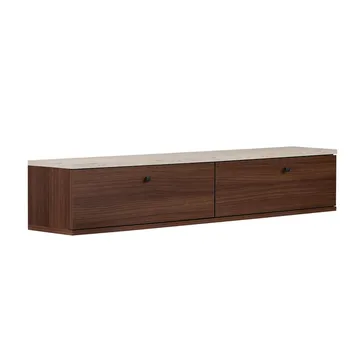 Dovren TV-bänk 140x25x25 cm - Travertin och valnöt - Möbler - TV- & Mediamöbler - TV-hylla