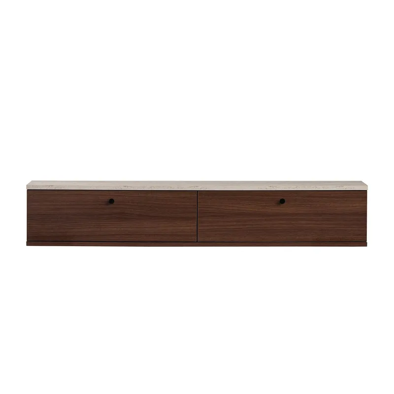 Dovren TV-bänk 140x25x25 cm - Travertin och valnöt - Möbler - TV- & Mediamöbler - TV-hylla