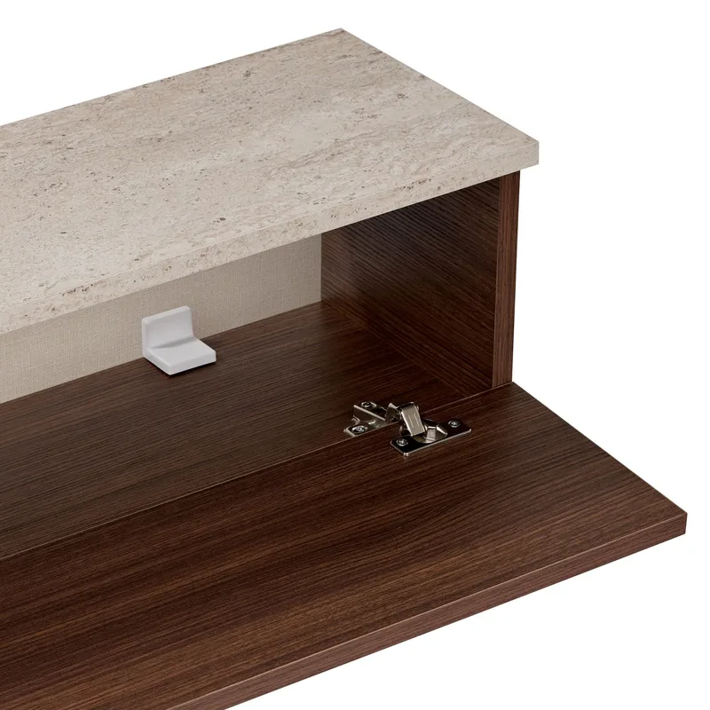 Dovren TV-bänk 140x25x25 cm - Travertin och valnöt - Möbler - TV- & Mediamöbler - TV-hylla