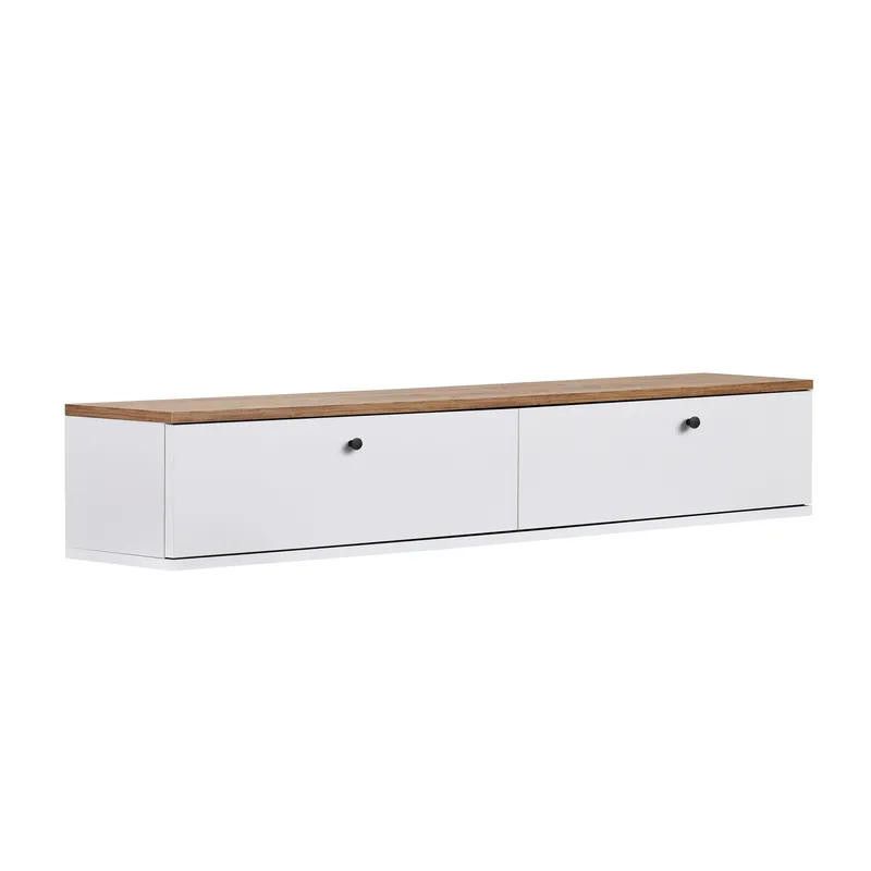 Dovren TV-bänk 160x25x25 cm - Atlantic Pine och vit - Möbler - TV- & Mediamöbler - TV-hylla