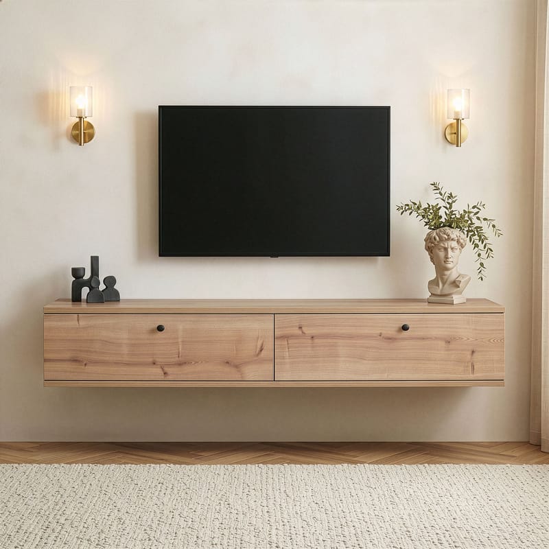 Dovren TV-bänk 160x25x25 cm - Sapphire Oak - Möbler - TV- & Mediamöbler - TV-hylla
