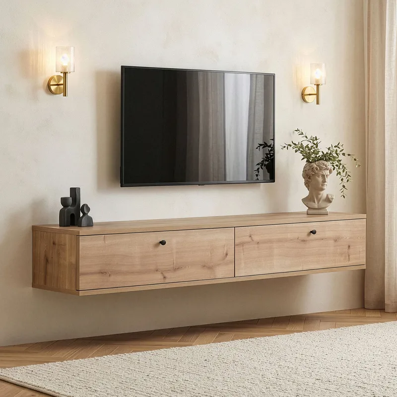 Dovren TV-bänk 160x25x25 cm - Sapphire Oak - Möbler - TV- & Mediamöbler - TV-hylla