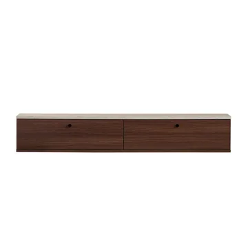 Dovren TV-bänk 160x25x25 cm - Travertin och valnöt - Möbler - TV- & Mediamöbler - TV-hylla