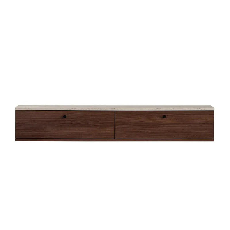 Dovren TV-bänk 160x25x25 cm - Travertin och valnöt - Möbler - TV- & Mediamöbler - TV-hylla