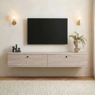 Dovren TV-bänk 160x25x25 cm - Travertin - Möbler - TV- & Mediamöbler - TV-hylla