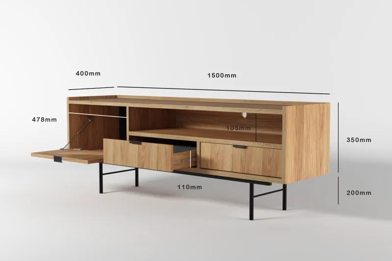 Dravo Tv-Bänk 150 cm - Naturlig hickory - Möbler - TV- & Mediamöbler - TV bänk & mediabänk